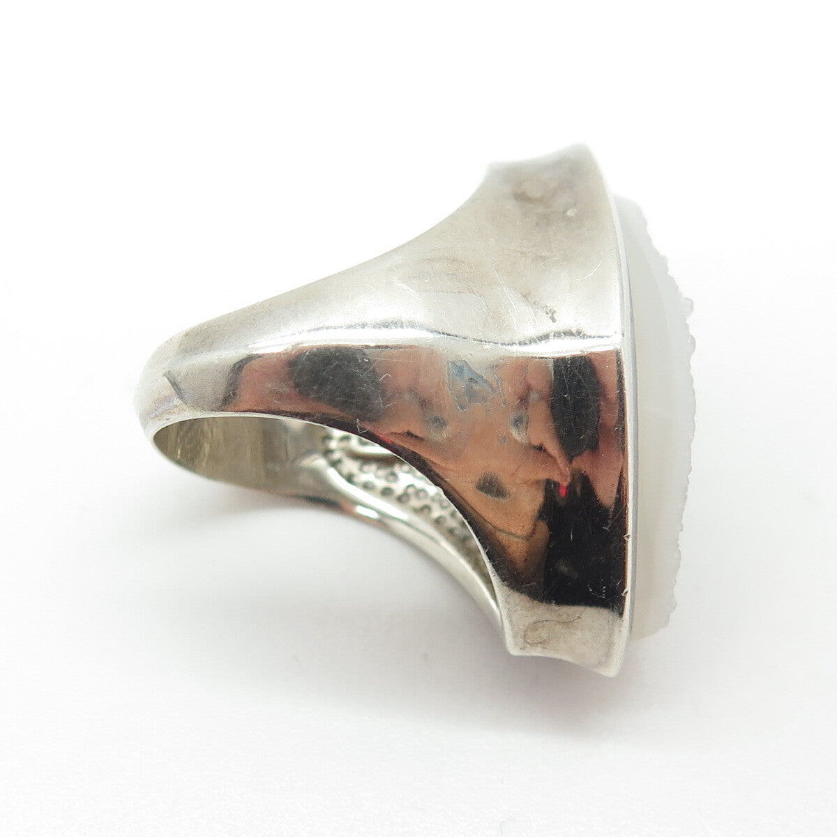 WHITNEY KELLY 925 Sterling Silver Vintage Real Marquise-Cut Druzy Ring Size 6