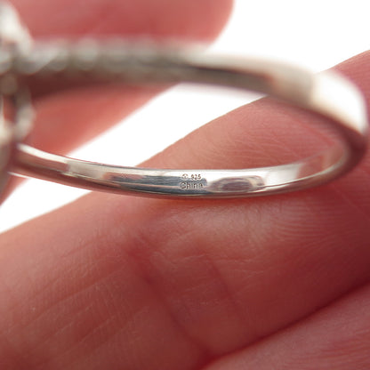 925 Sterling Silver Real Round-Cut Diamond & Smoky Quartz Ring Size 8