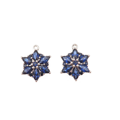 925 Sterling Silver Real Marquise & Round-Cut Sapphire Floral Jacket Earrings