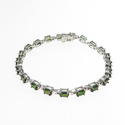 CHUCK CLEMENCY 925 Sterling Silver Real Oval-Cut Peridot Bracelet 8"