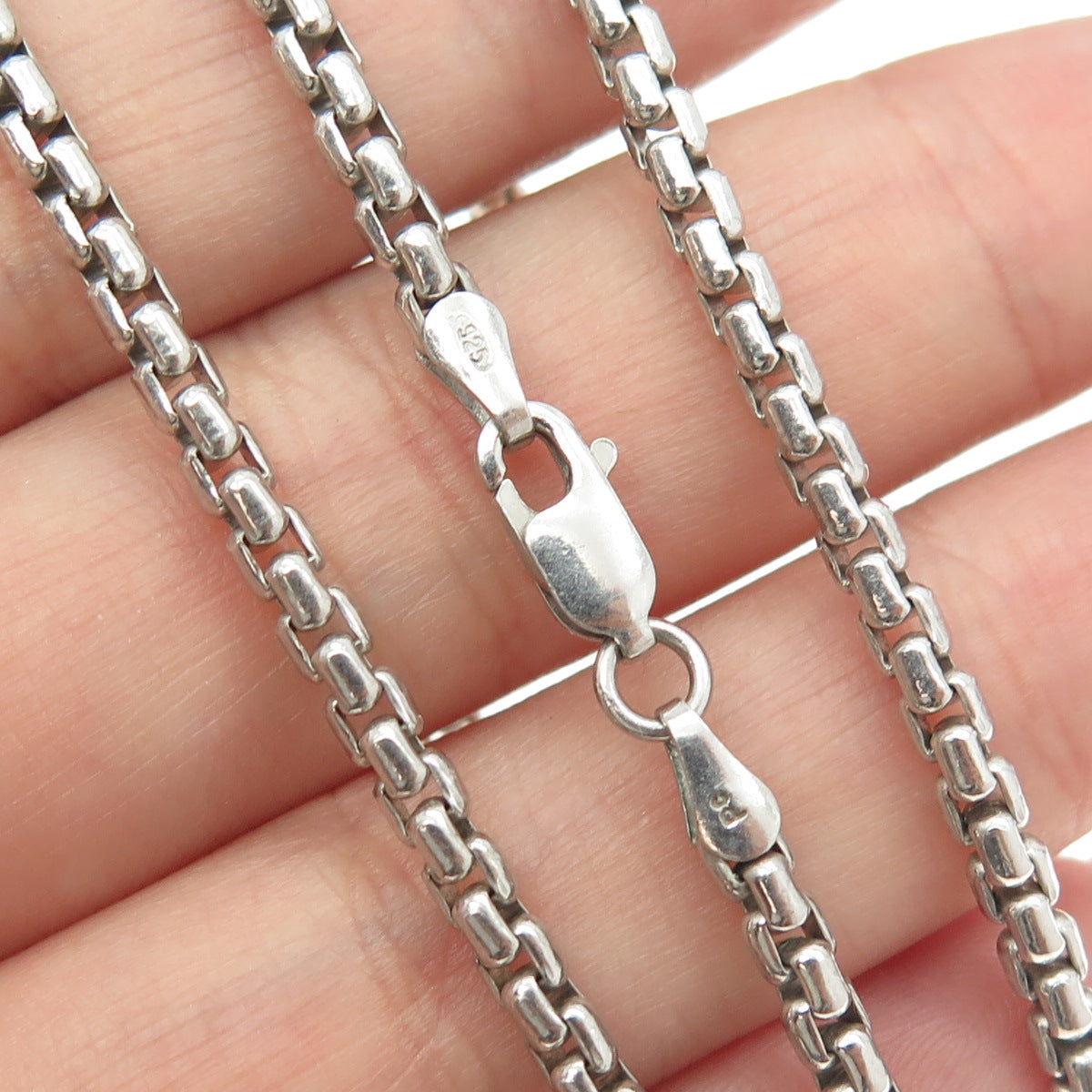 925 Sterling Silver Box Chain Necklace 18"