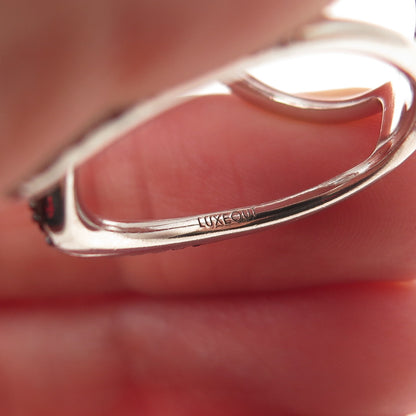 Luxeout 925 Sterling Silver Real Black Spinel Interlocked Ring Size 7.25