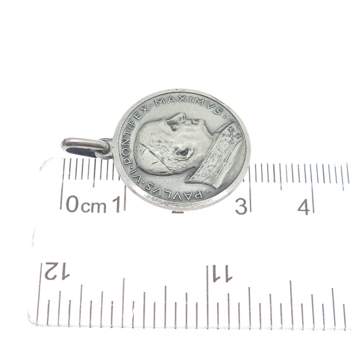 800 Silver Vintage Italy St. Christopher & Pope Paulus VI Medal Charm Pendant