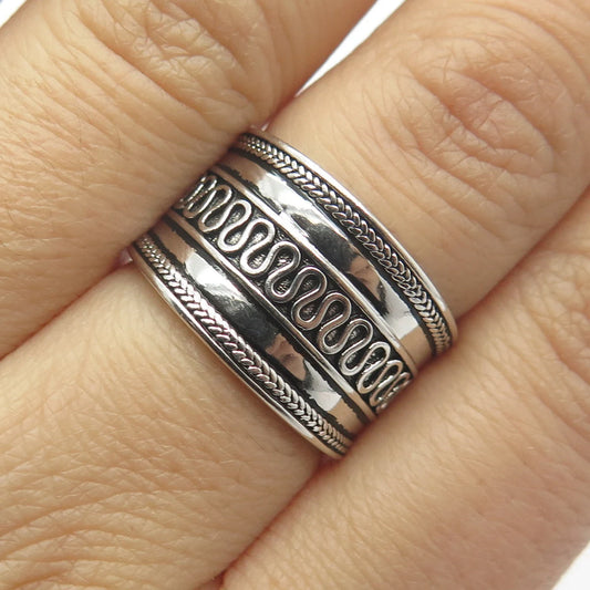 925 Sterling Silver Vintage Spiral Band Ring Size 7.25