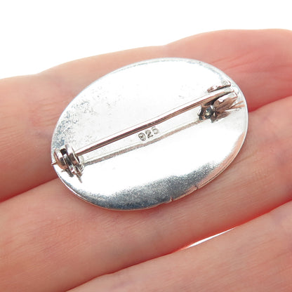 925 Sterling Silver Vintage Southwestern Tribal Symbol Oxidized Pin Brooch