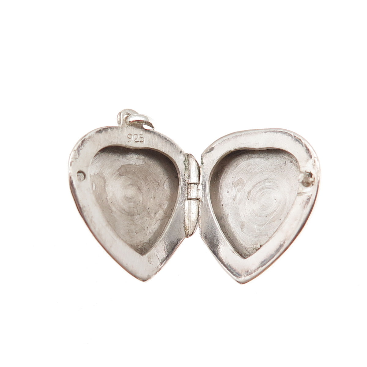 925 Sterling Silver Vintage Real MOP Heart Locket Charm Pendant