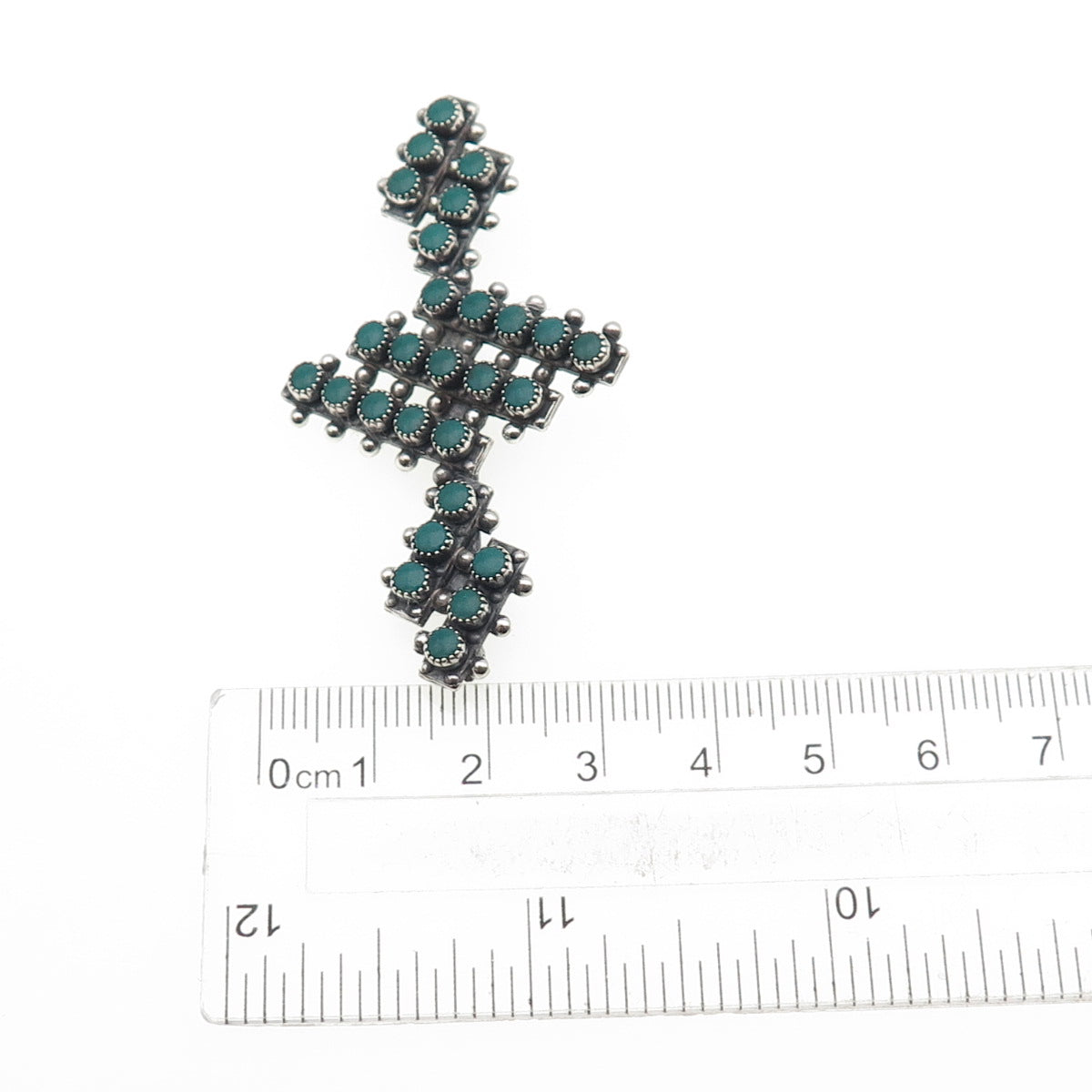 Old Pawn 925 Sterling Silver Vintage Kingman Turquoise Snake Eye Pin Brooch
