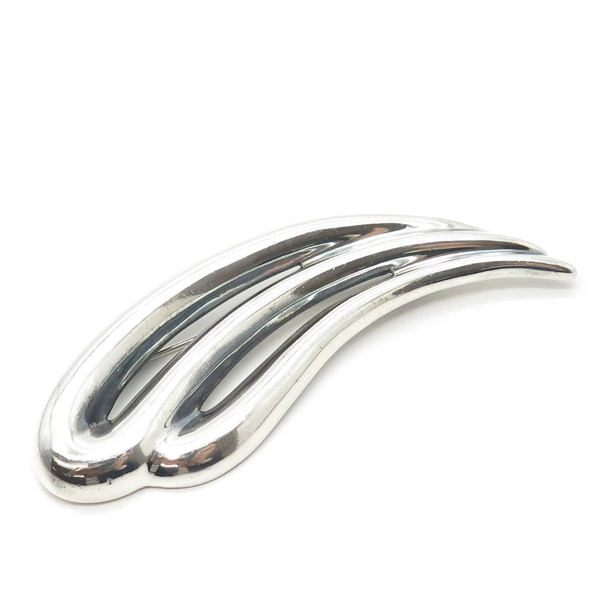 925 Sterling Silver Vintage Zina Ribbed Pin Brooch