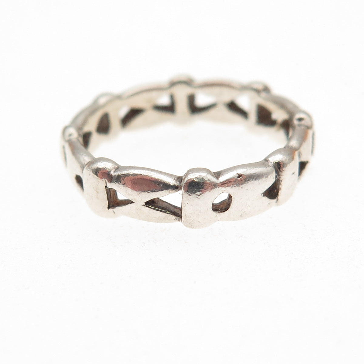 925 Sterling Silver Vintage Modernist Band Ring Size 6.25