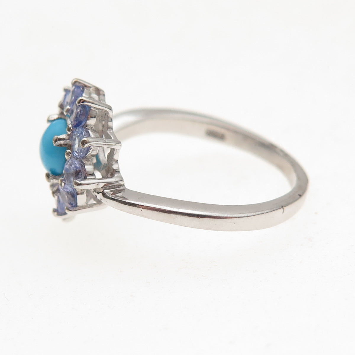 Chuck Clemency 925 Sterling Silver Real Turquoise & Tanzanite Ring Size 8.25