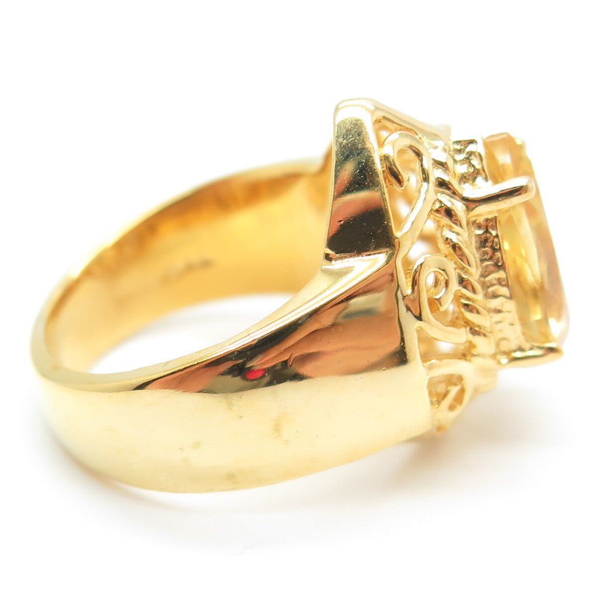 CHATEAU D'ARGENT 925 Sterling Silver Gold Plated Real Citrine Ring Size 6.5