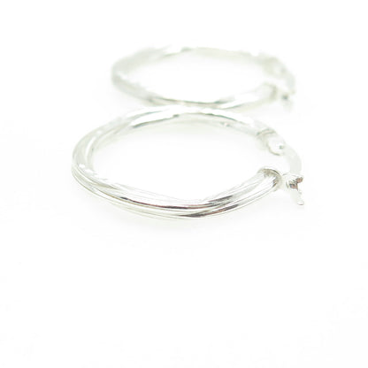 HAN 925 Sterling Silver Ribbed Textured Hoop Earrings