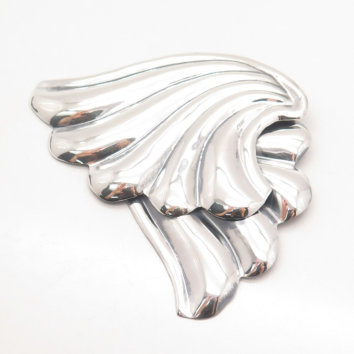 925 Sterling Silver Vintage Mexico Ribbed Pin Brooch