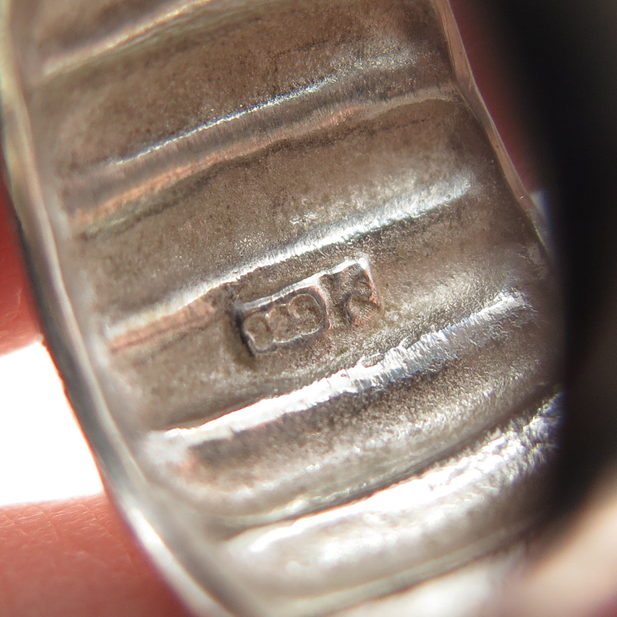 925 Sterling Silver Vintage Modernist Ribbed Dome Oxidized Ring Size 6.5