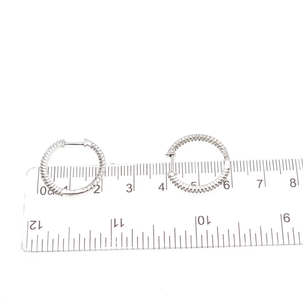 925 Sterling Silver Real Round-Cut Diamond In & Out Hoop Earrings