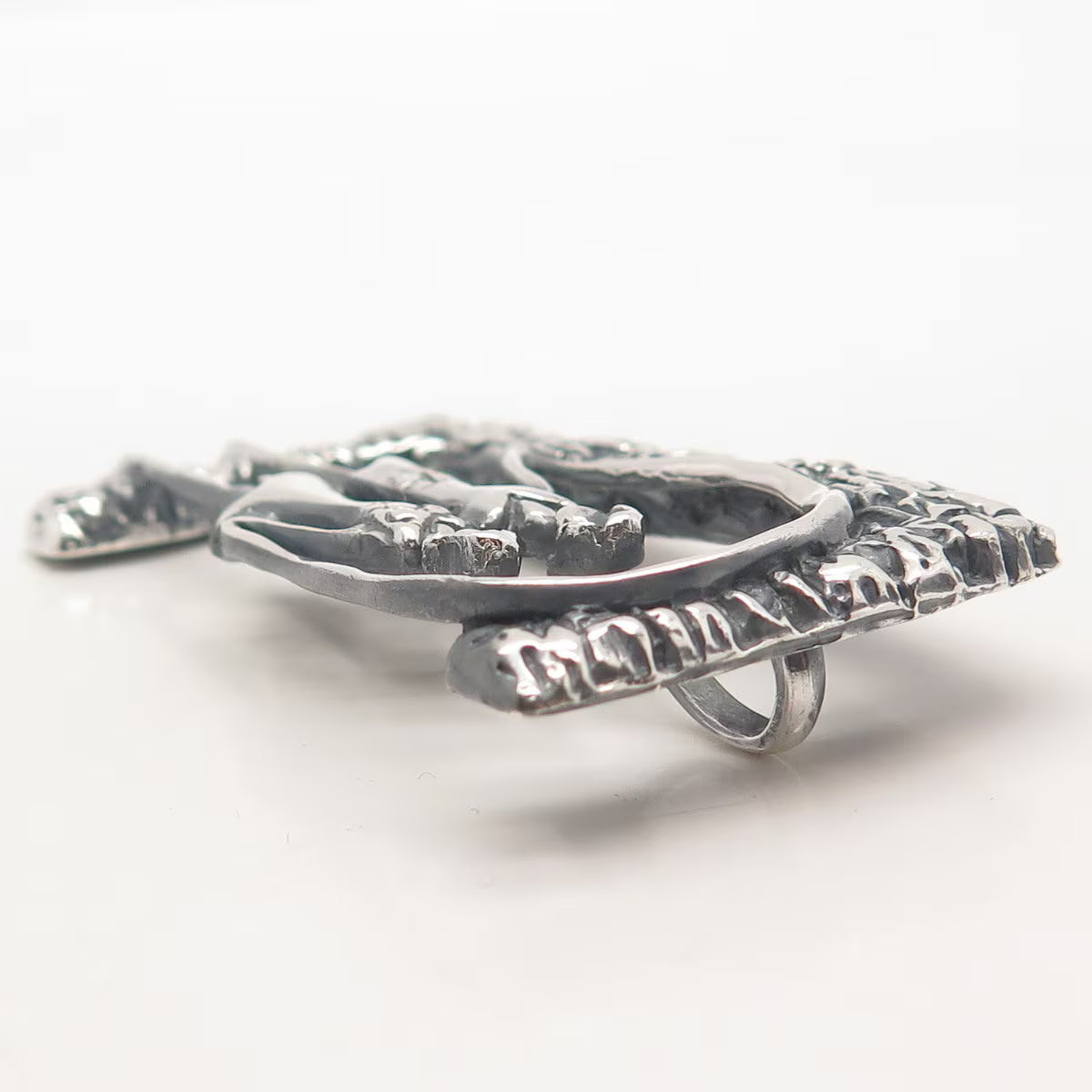 925 Sterling Silver Vintage Mexico ROCA Girls Textured Slide Pendant