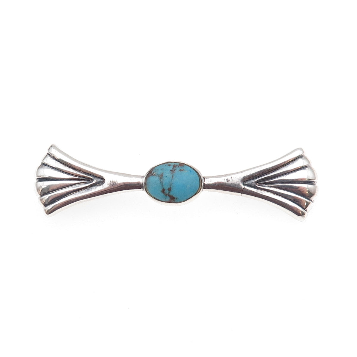 Old Pawn 925 Sterling Silver Vintage Southwestern Turquoise Bow Pin Brooch