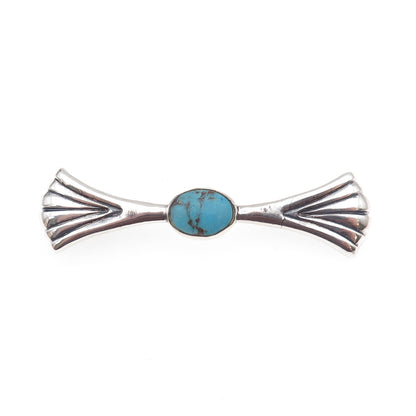 Old Pawn 925 Sterling Silver Vintage Southwestern Turquoise Bow Pin Brooch