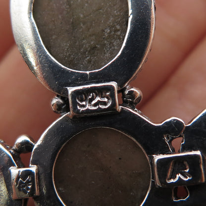 M.R.F. RESOURCES 925 Sterling Silver Vintage Real Labradorite Cross Pendant