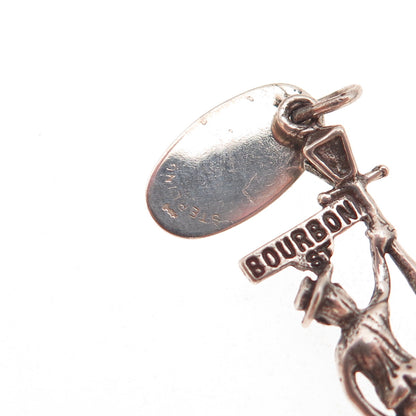 Maisels 925 Sterling Silver Vintage New Orleans Drunk at Lamppost Charm Pendant