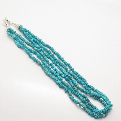 925 Sterling Silver Vintage Carolyn Pollack Real Turquoise Gemstone Necklace 18"