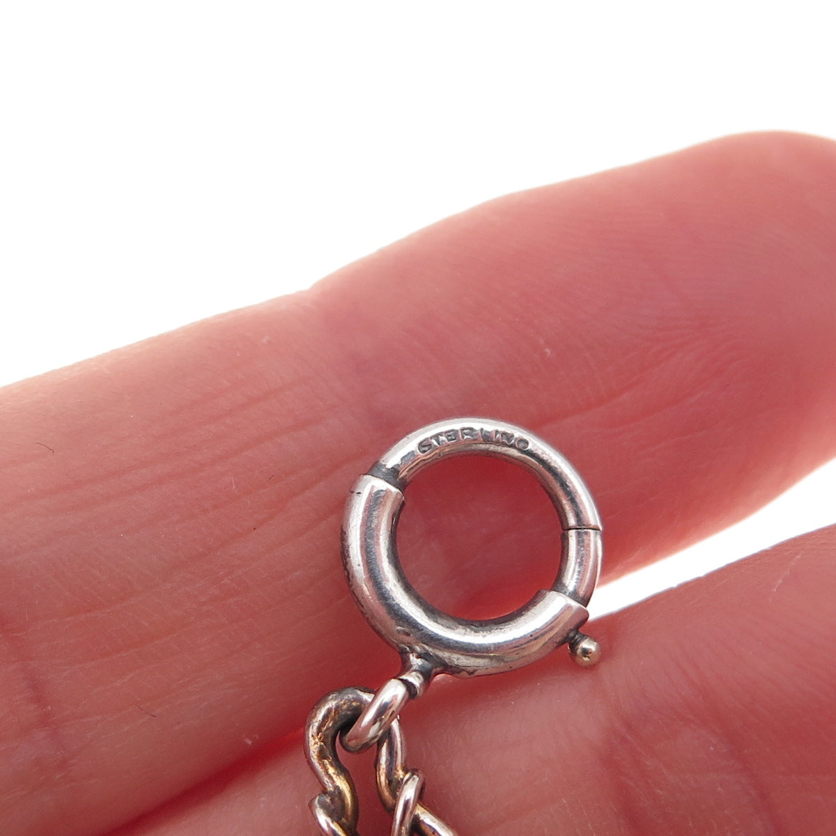 925 Sterling Silver Antique Art Deco Anchor Pocket Watch Chain 14"