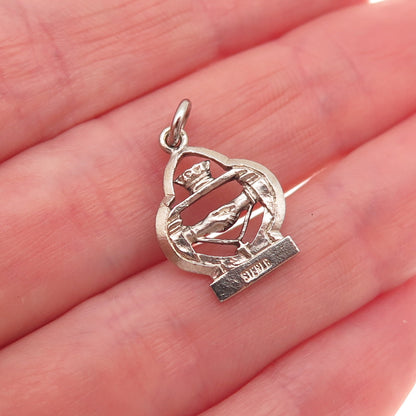 925 Sterling Silver Vintage Sacrament of Marriage Matrimony Mini Charm Pendant