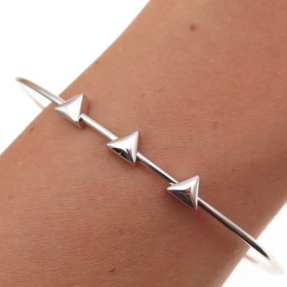 Sun 925 Sterling Silver Vintage Triangle Adjustable Cuff Bracelet 6.5"