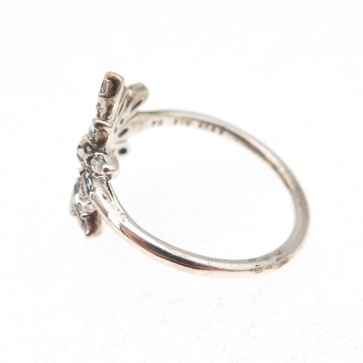 Pandora 925 Sterling Silver Multi-Blue C Z Snowflake Ring Size 7