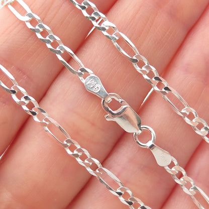 P. Lux 925 Sterling Silver Italy Figaro Chain Necklace 22"