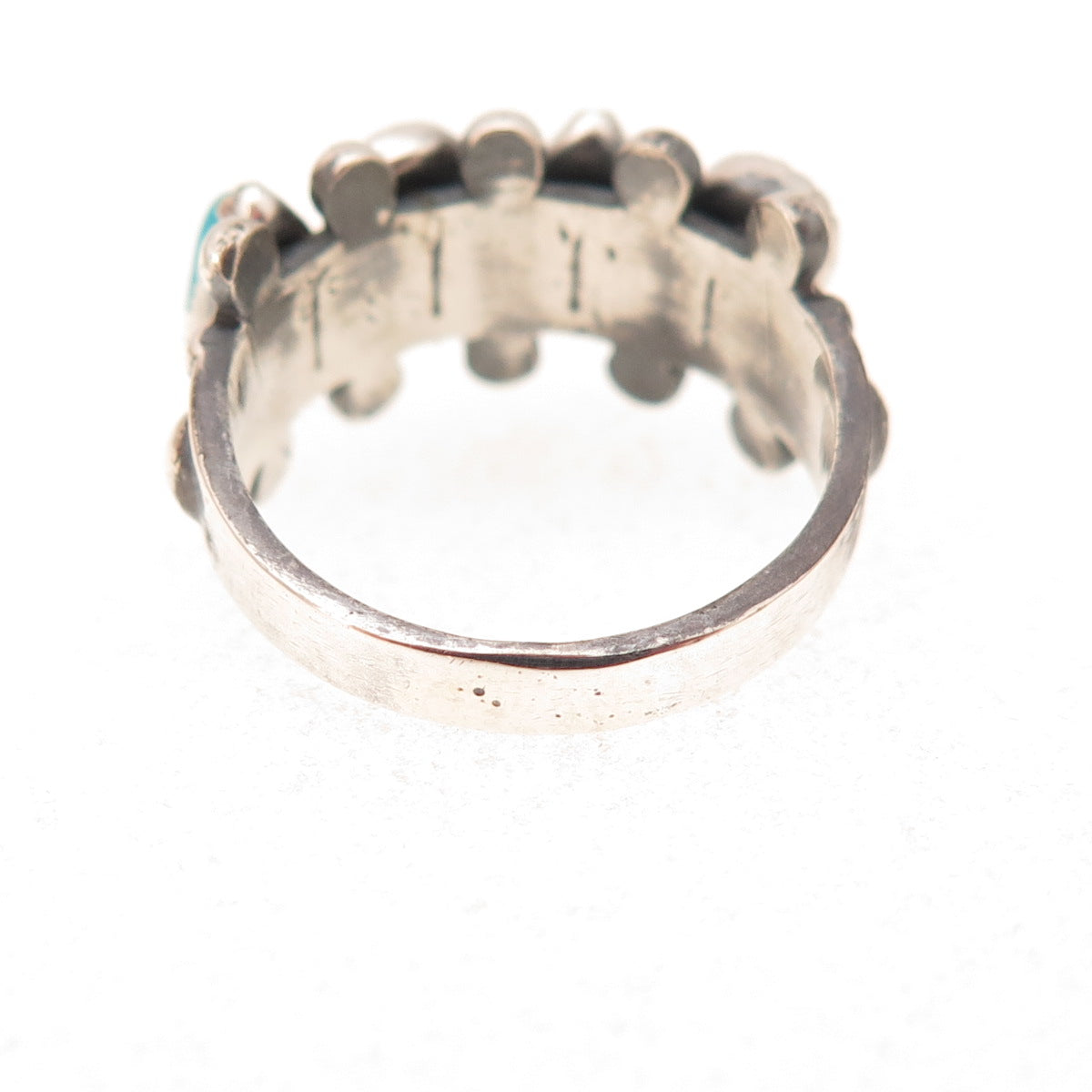 Old Pawn Sterling Silver Vintage Southwestern Turquoise Tribal Ring Size 4.75