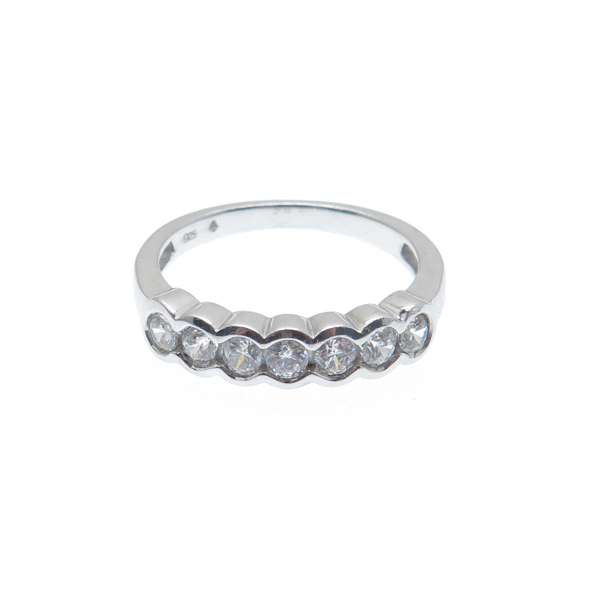 925 Sterling Silver Round-Cut C Z Half Eternity Band Ring Size 7