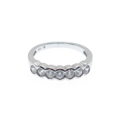925 Sterling Silver Round-Cut C Z Half Eternity Band Ring Size 7