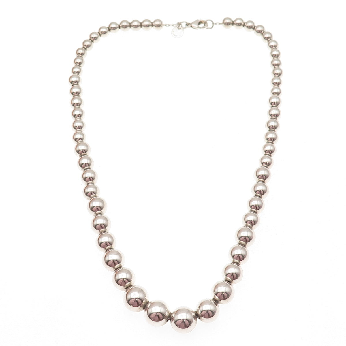 TIFFANY & CO. 925 Sterling Vintage HardWear Graduated Ball Chain Necklace 16"