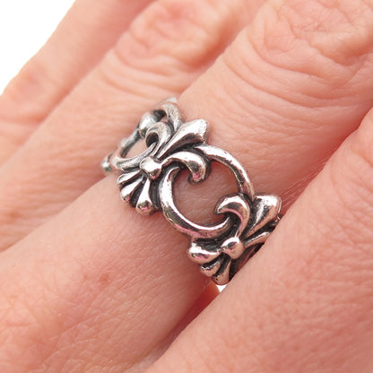 Chateau D’Argent Sterling Silver Vintage Fleur de Lis Oxidized Ring Size 7.75