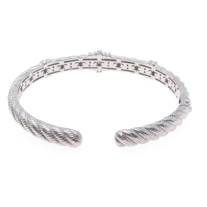 JUDITH RIPKA 925 Sterling Silver Round-Cut C Z Adjustable Cuff Bracelet 7"