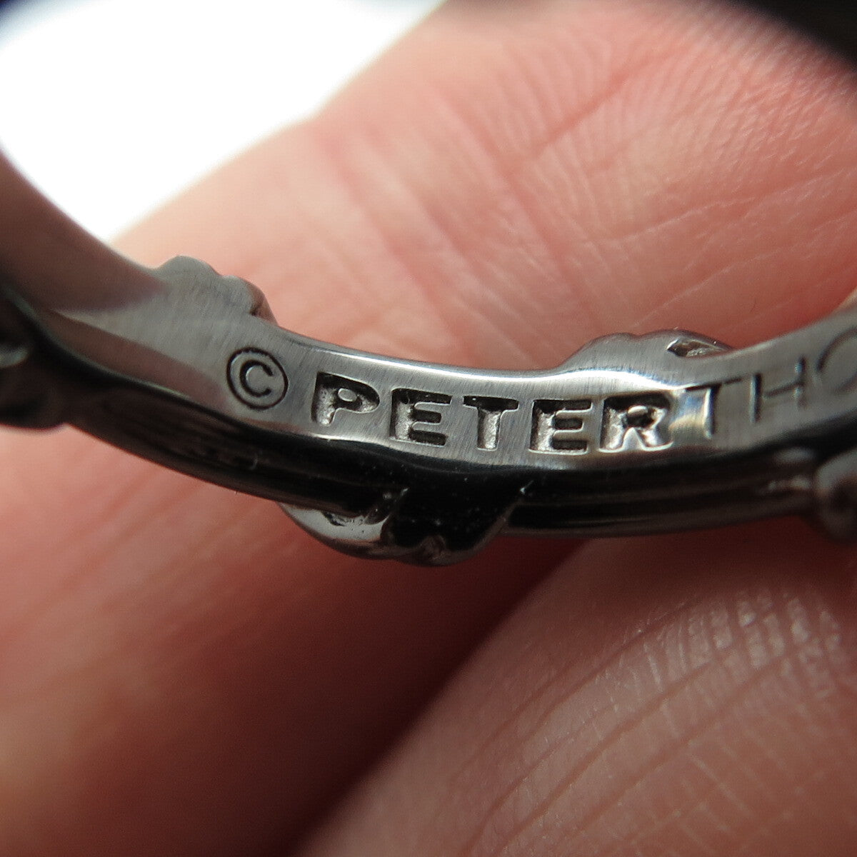 PETER THOMAS ROTH 925 Sterling Silver Black Rhodium Modernist Band Ring Size 7