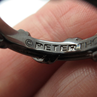 PETER THOMAS ROTH 925 Sterling Silver Black Rhodium Modernist Band Ring Size 7