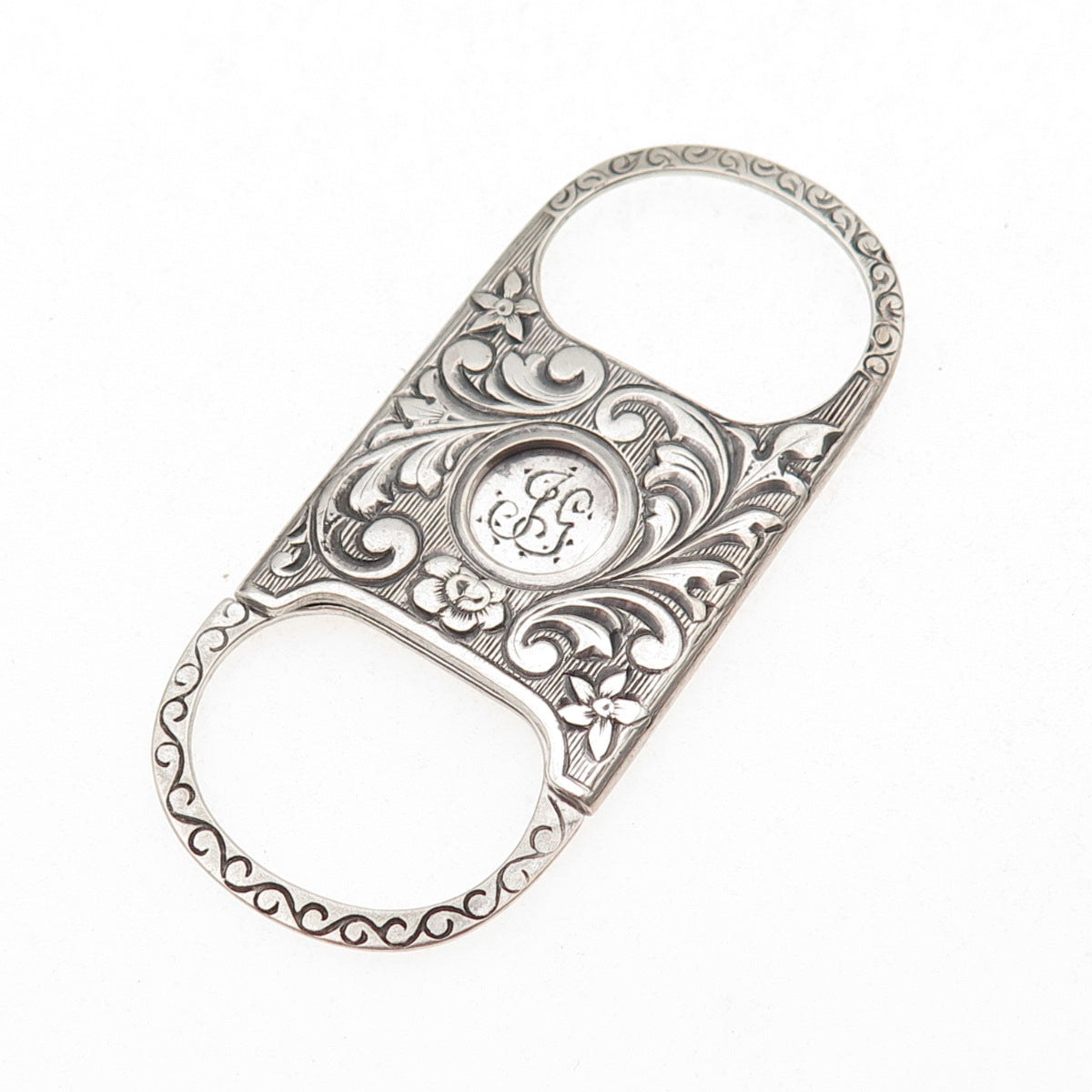 Reinhold Steinecke 925 Sterling Silver Antique 1902 JG Mono Pocket Cigar Cutter