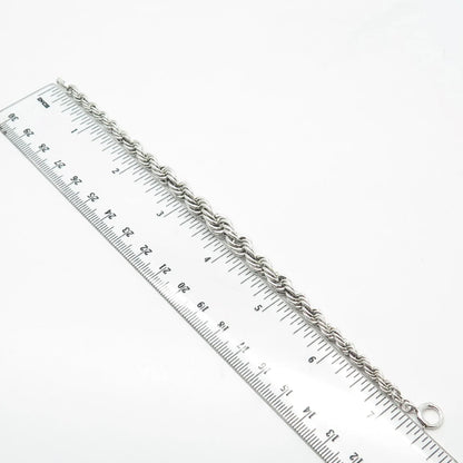 925 Sterling Silver Twisted Rope Link Bracelet 7"