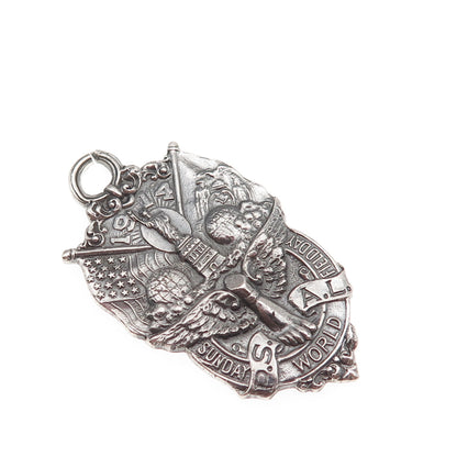 Dieges & Clust 925 Sterling Silver Antique 1914 Sunday World NYC Charm Pendant
