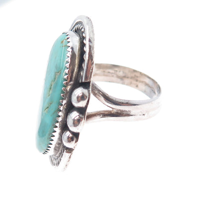 Erwin Tobler Navajo Old Pawn 925 Sterling Silver Vintage Turquoise Ring Size 11