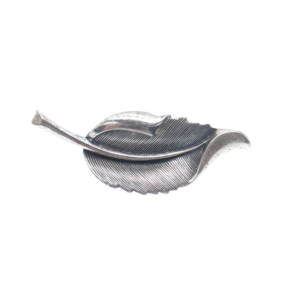 BEAU 925 Sterling Silver Vintage Leaf Oxidized Pin Brooch
