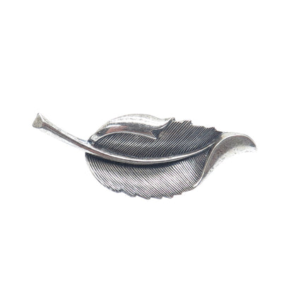 BEAU 925 Sterling Silver Vintage Leaf Oxidized Pin Brooch