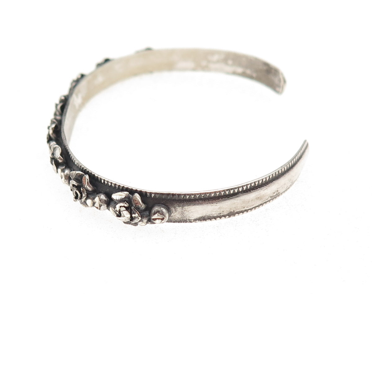 Silver Cloud Old Pawn 925 Sterling Vintage Rose Flower Adjustable Bracelet 5.75"