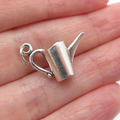 SUNWEST 925 Sterling Silver Vintage Watering Can Minimalist 3D Charm Pendant