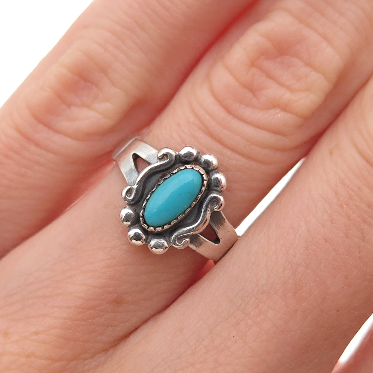 Bell Trading Post Old Pawn 925 Sterling Silver Vintage Turquoise Ring Size 5.5