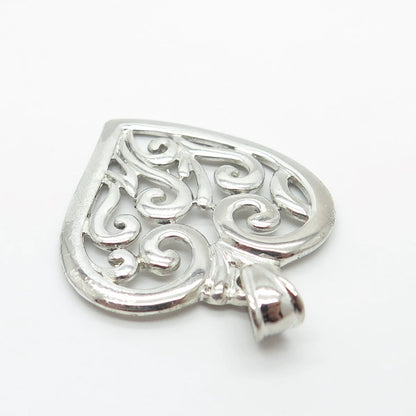 925 Sterling Silver Vintage Swirl Heart Pendant