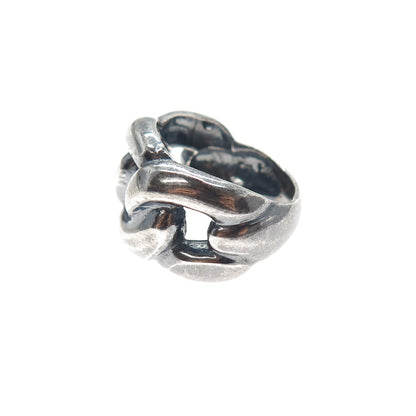 925 Sterling Silver Vintage Modernist Cable Link Oxidized Ring Size 6.25