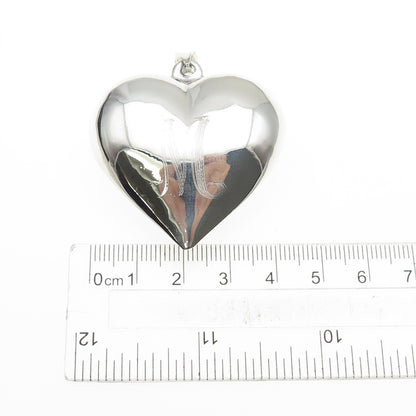 925 Sterling Silver Vintage Engraved Letter M Initial Puffy Heart Pendant